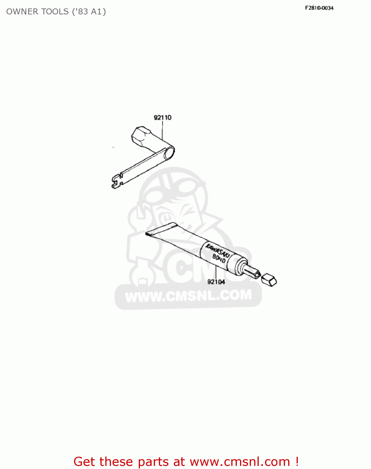 OWNER TOOLS ('83 A1) KX500-A1 KX500 1983 USA CANADA