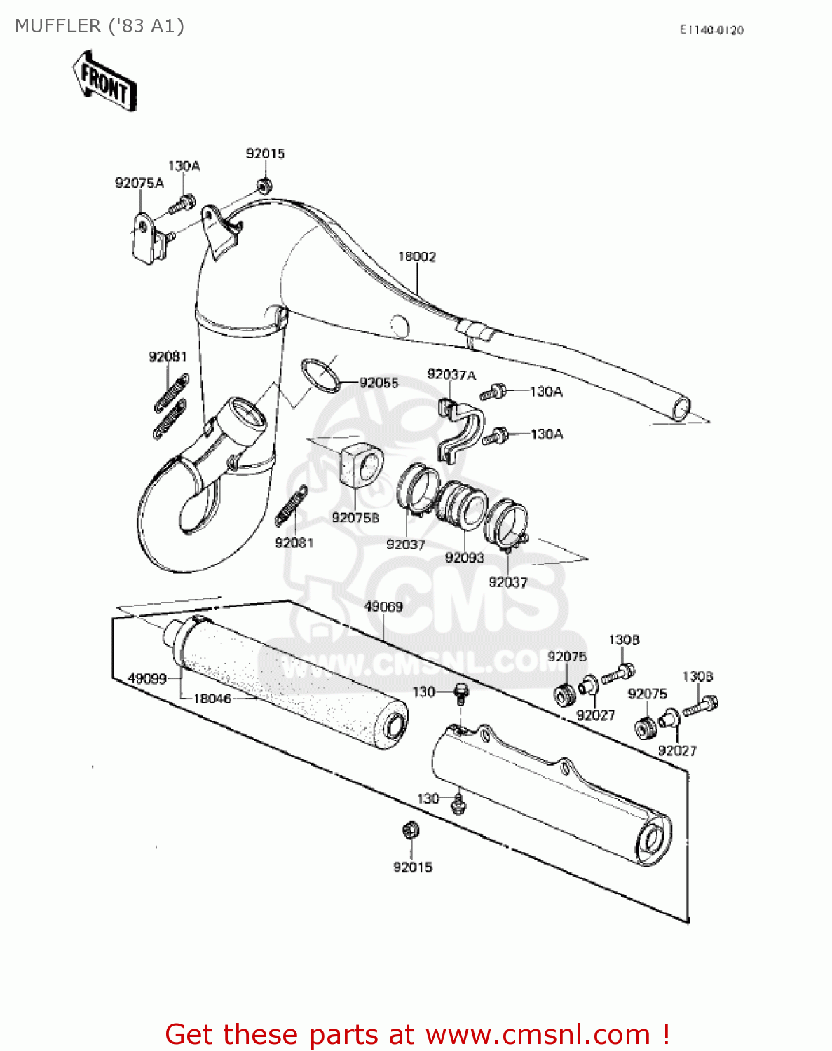 MUFFLER ('83 A1) KX500-A1 KX500 1983 USA CANADA