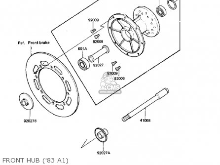 FRONT HUB ('83 A1) - KX500-A1 KX500 1983 USA CANADA