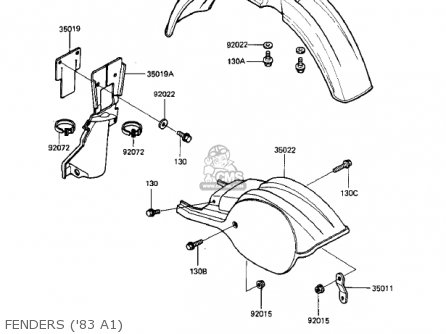 FENDERS ('83 A1) - KX500-A1 KX500 1983 USA CANADA
