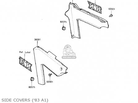 SIDE COVERS ('83 A1) - KX500-A1 KX500 1983 USA CANADA