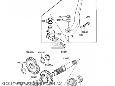 KICKSTARTER MECHANISM ('84 A2) - KX500-A1 KX500 1983 USA CANADA