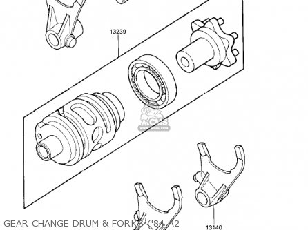 GEAR CHANGE DRUM & FORKS ('84 A2 - KX500-A1 KX500 1983 USA CANADA