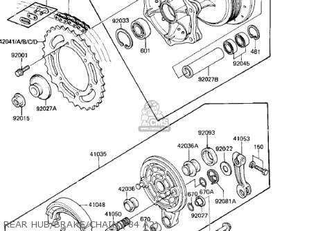 REAR HUB/BRAKE/CHAIN ('84 A2) - KX500-A1 KX500 1983 USA CANADA