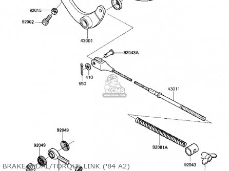 BRAKE PEDAL/TORQUE LINK ('84 A2) - KX500-A1 KX500 1983 USA CANADA