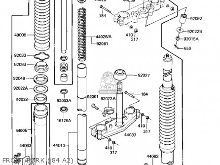 FRONT FORK ('84 A2) - KX500-A1 KX500 1983 USA CANADA
