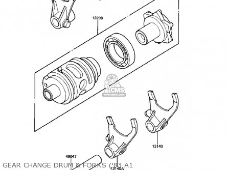 GEAR CHANGE DRUM & FORKS ('83 A1 - KX500-A1 KX500 1983 USA CANADA