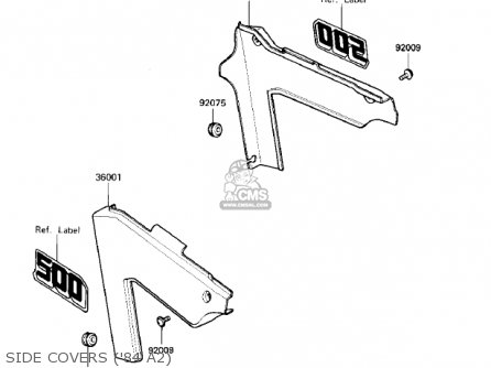 SIDE COVERS ('84 A2) - KX500-A1 KX500 1983 USA CANADA