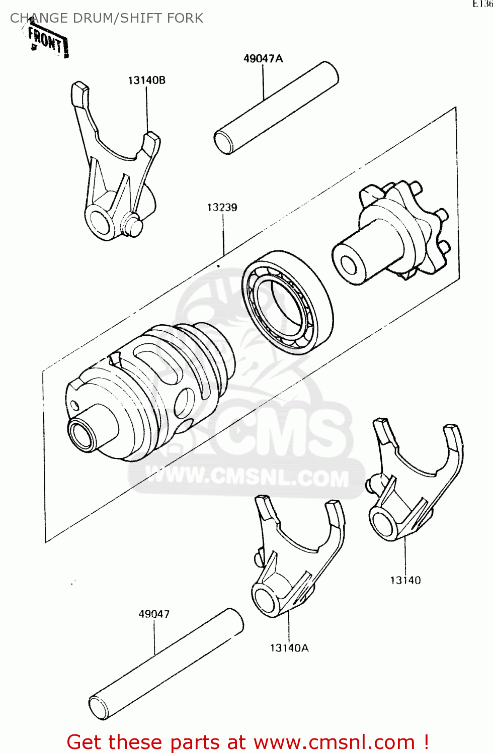 CHANGE DRUM/SHIFT FORK KX500-A2 1984 UNITED KINGDOM AL