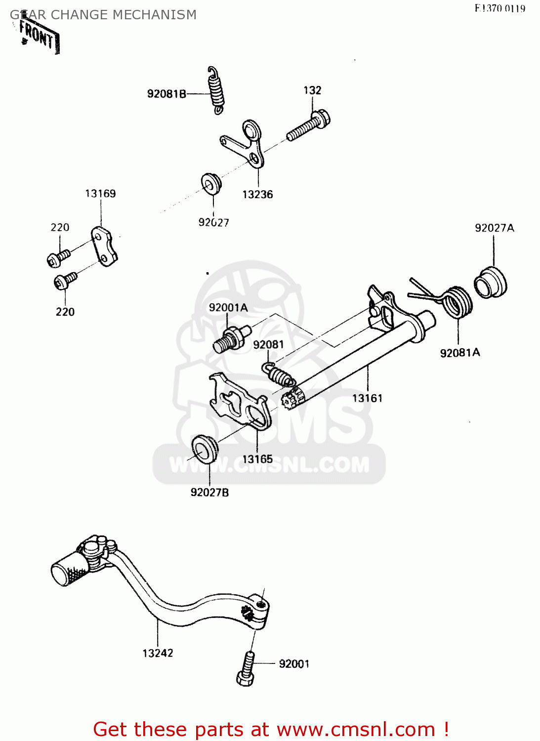 GEAR CHANGE MECHANISM KX500-A2 1984 UNITED KINGDOM AL