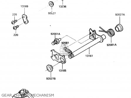 GEAR CHANGE MECHANISM - KX500-A2 1984 UNITED KINGDOM AL
