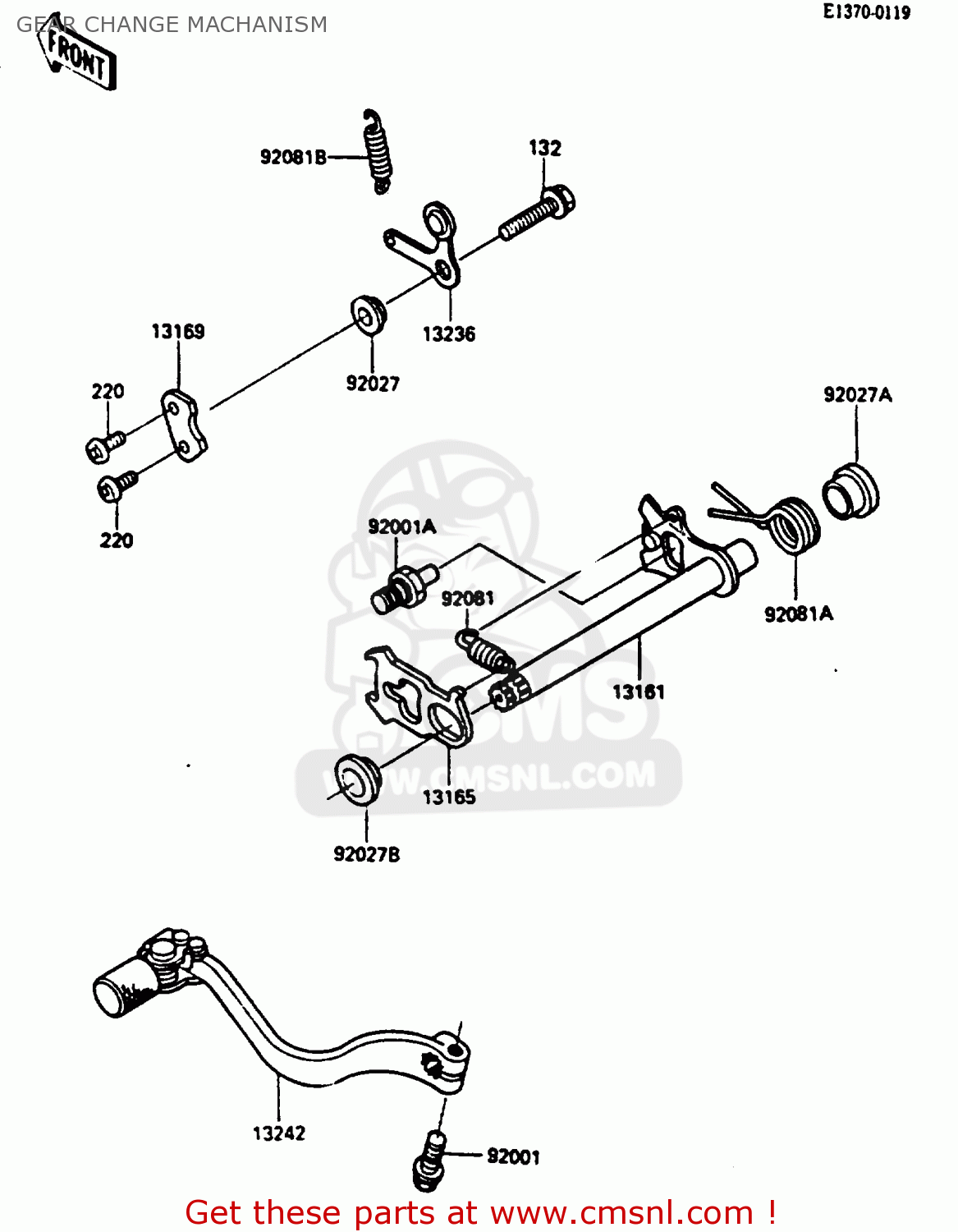 GEAR CHANGE MACHANISM KX500-B1 1985 EUROPE UK AL