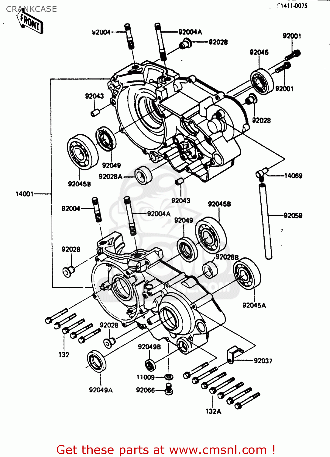 CRANKCASE KX500-B1 1985 EUROPE UK AL