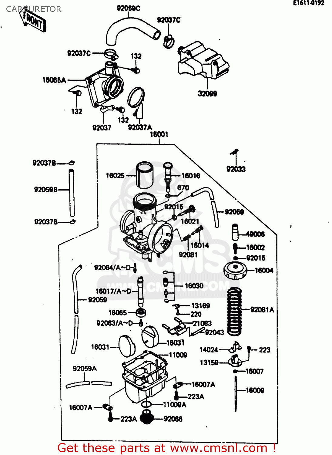 CARBURETOR KX500-B1 1985 EUROPE UK AL