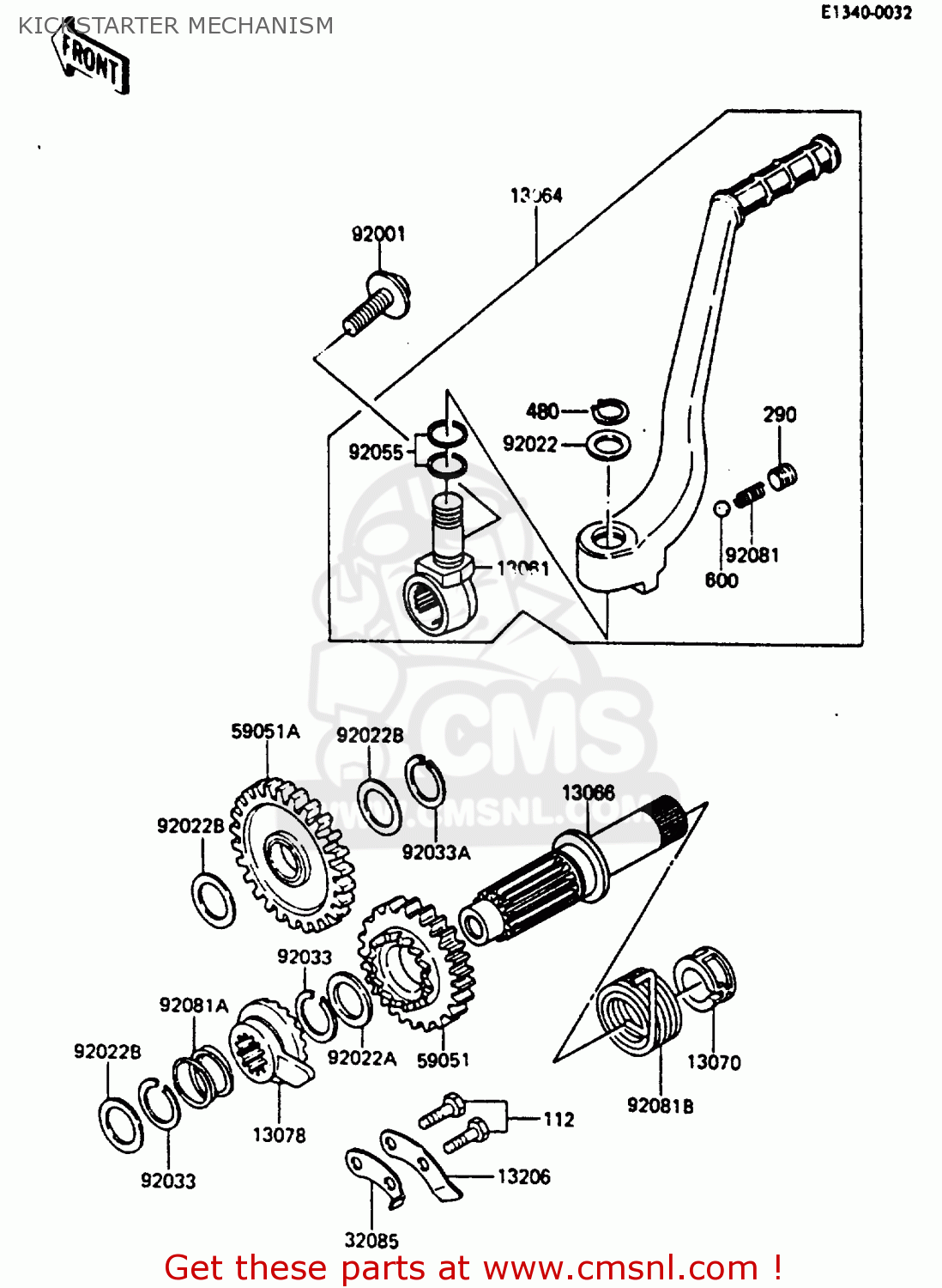 KICKSTARTER MECHANISM KX500-B1 1985 EUROPE UK AL