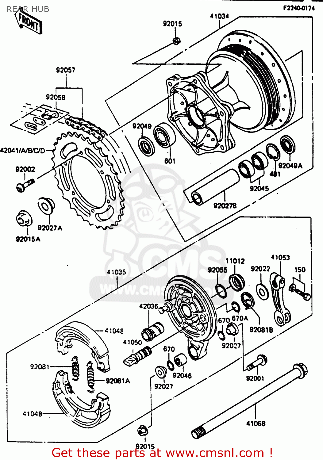 REAR HUB KX500-B1 1985 EUROPE UK AL
