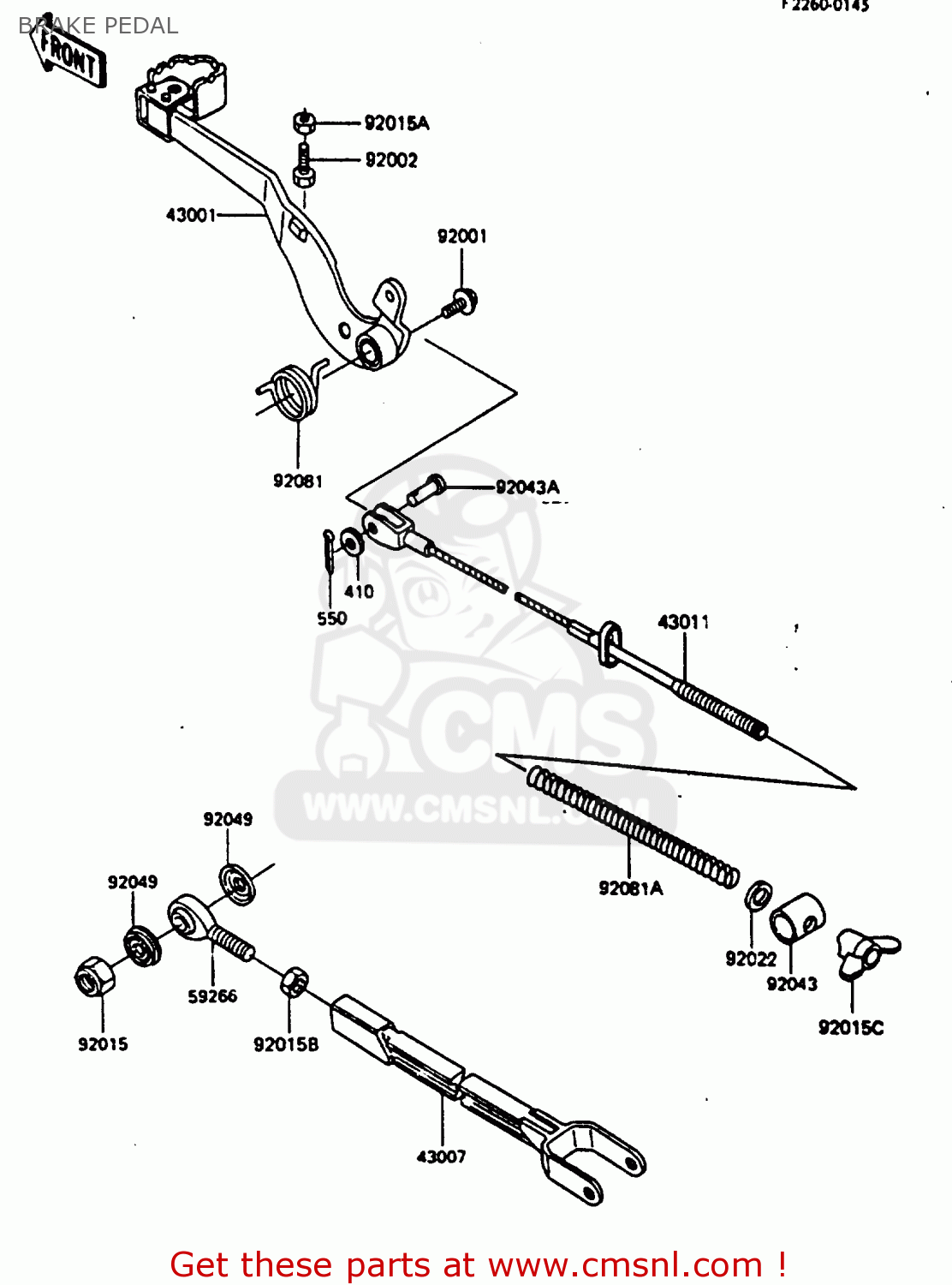 BRAKE PEDAL KX500-B1 1985 EUROPE UK AL