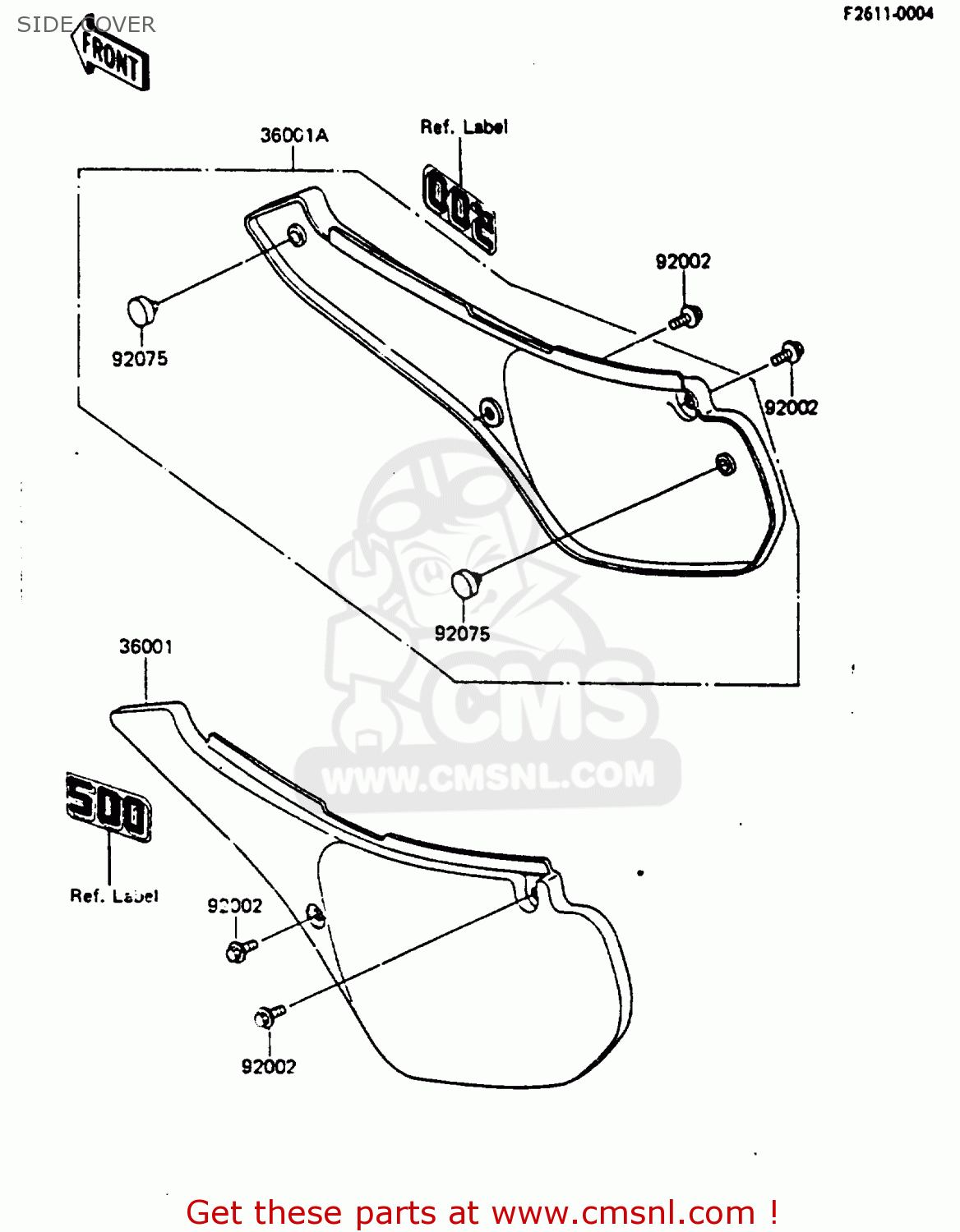 SIDE COVER KX500-B1 1985 EUROPE UK AL