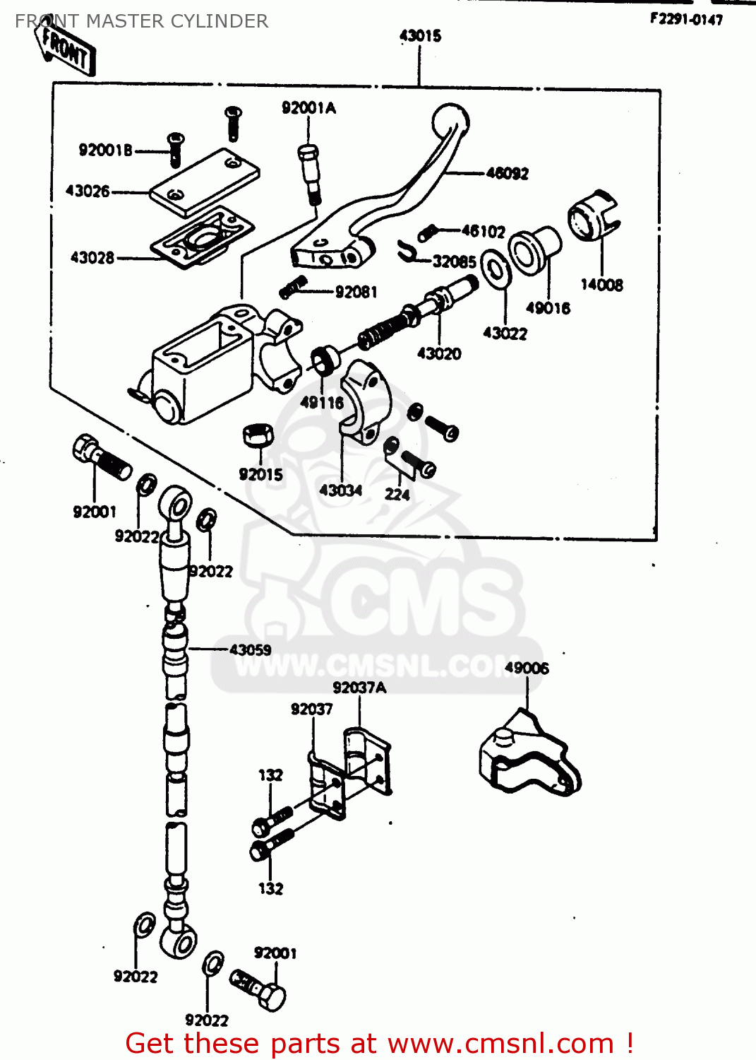 FRONT MASTER CYLINDER KX500-B1 1985 EUROPE UK AL