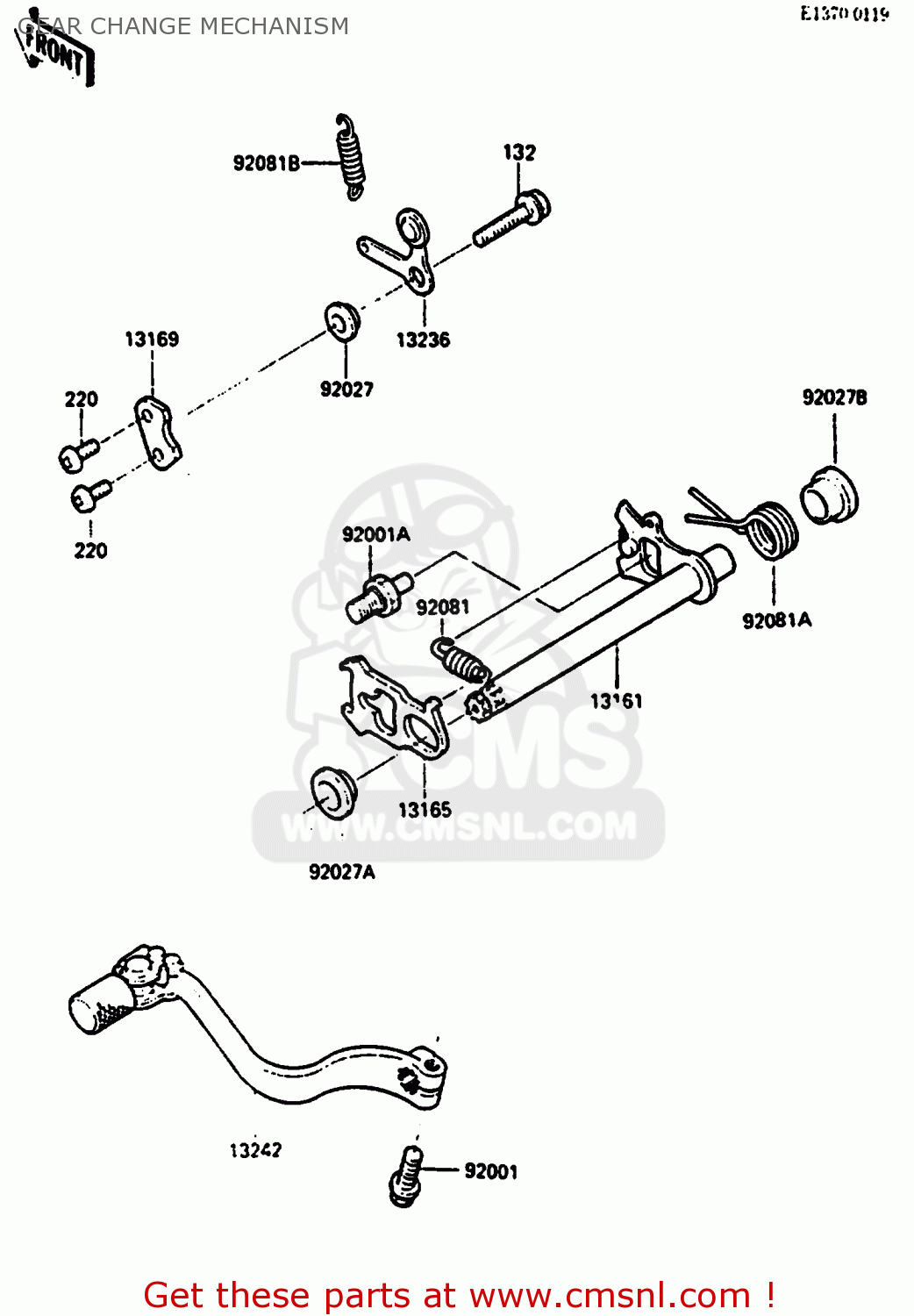 GEAR CHANGE MECHANISM KX500-B2 1986 EUROPE UK AL