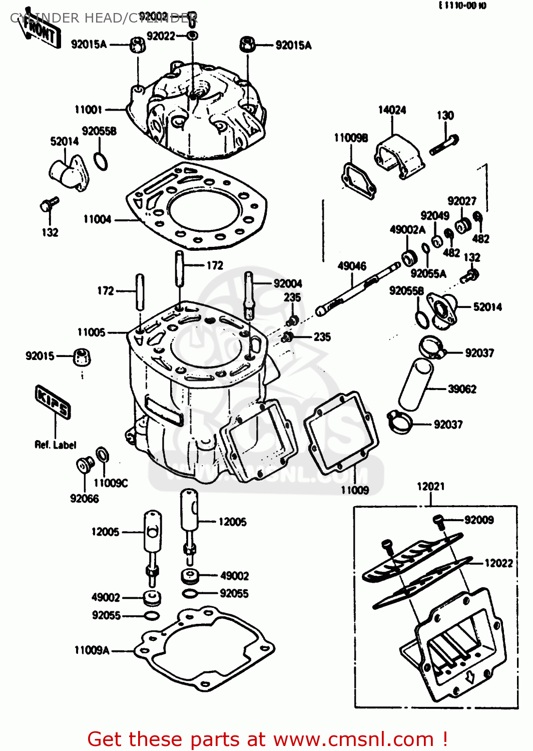 CYLINDER HEAD/CYLINDER KX500-B2 1986 EUROPE UK AL