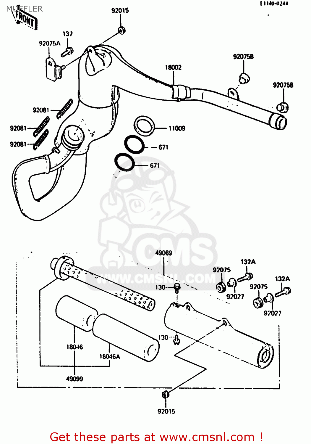 MUFFLER KX500-B2 1986 EUROPE UK AL
