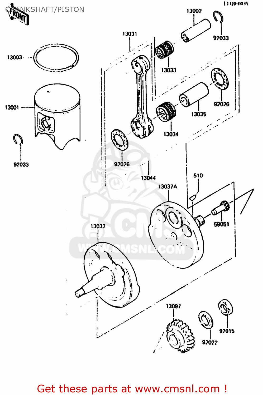CRANKSHAFT/PISTON KX500-B2 1986 EUROPE UK AL