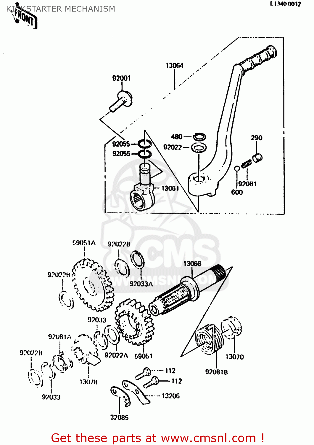 KICKSTARTER MECHANISM KX500-B2 1986 EUROPE UK AL