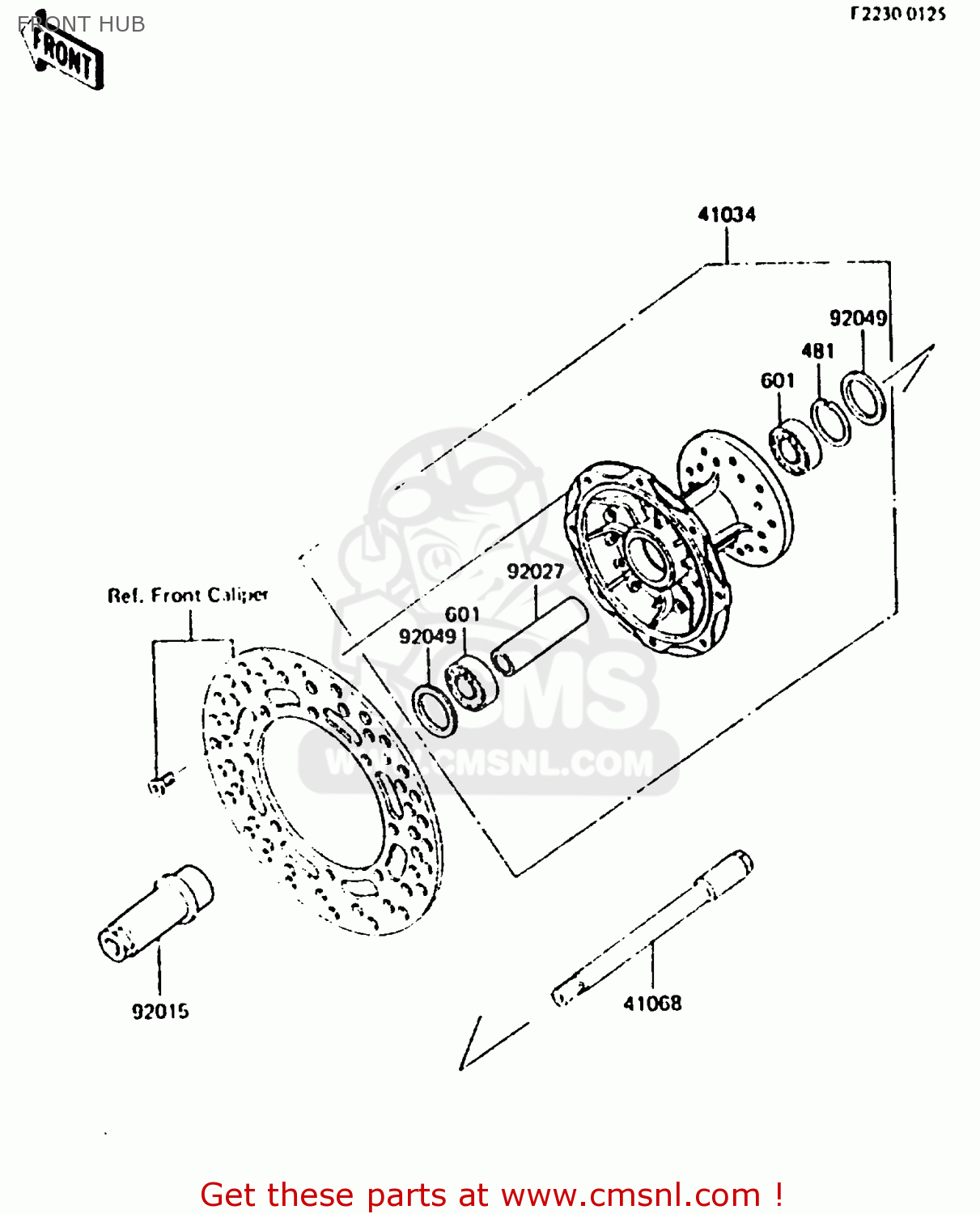 FRONT HUB KX500-B2 1986 EUROPE UK AL