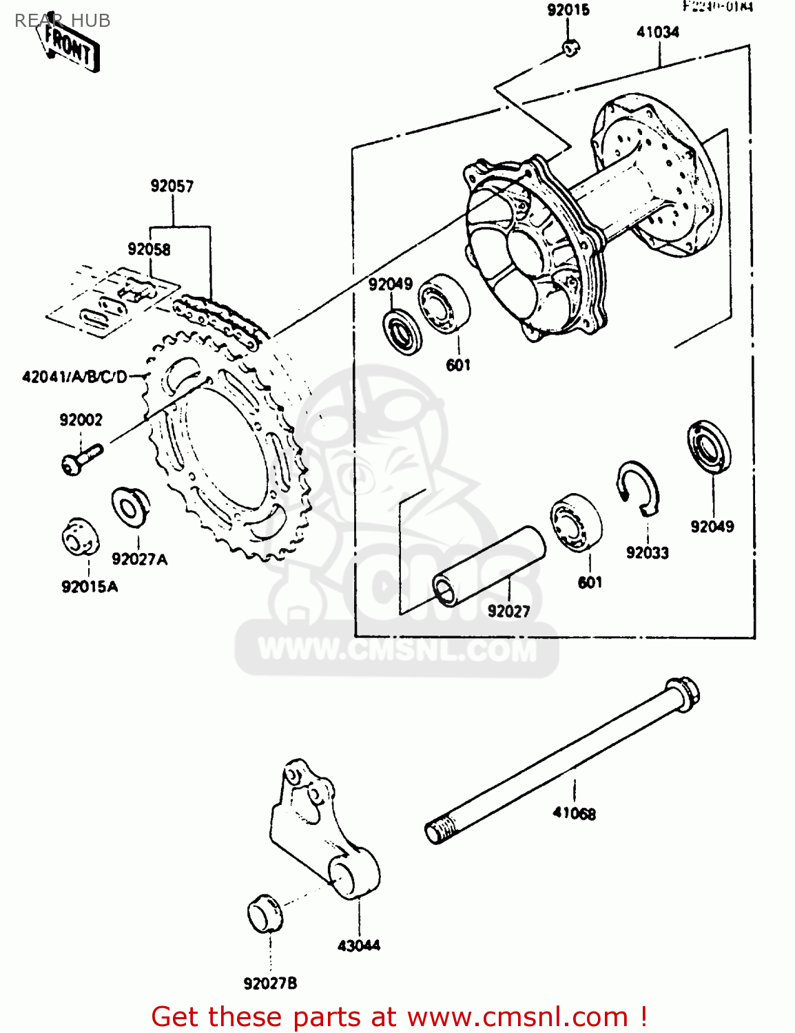 REAR HUB KX500-B2 1986 EUROPE UK AL