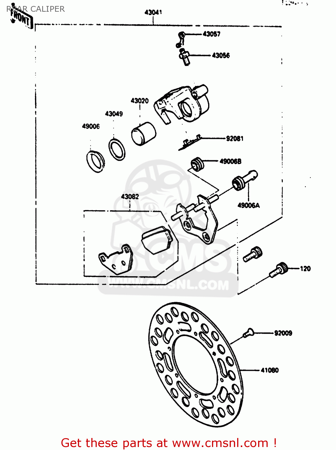 REAR CALIPER KX500-B2 1986 EUROPE UK AL
