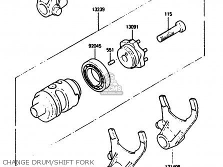 CHANGE DRUM/SHIFT FORK - KX500-B2 1986 EUROPE UK AL