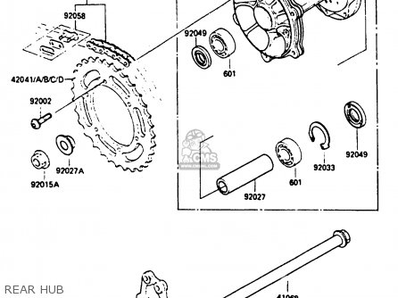 REAR HUB - KX500-B2 1986 EUROPE UK AL