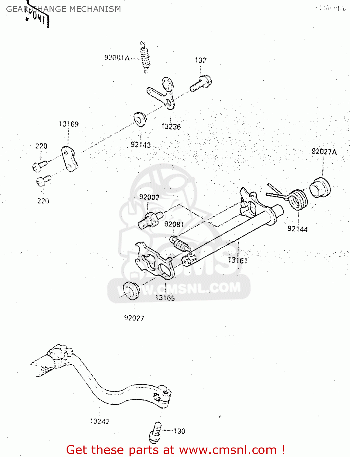 GEAR CHANGE MECHANISM KX500-C1 1987 EUROPE UK AL