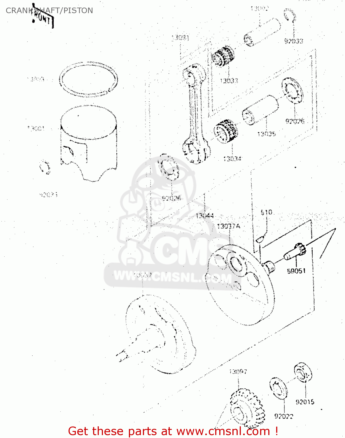 CRANKSHAFT/PISTON KX500-C1 1987 EUROPE UK AL