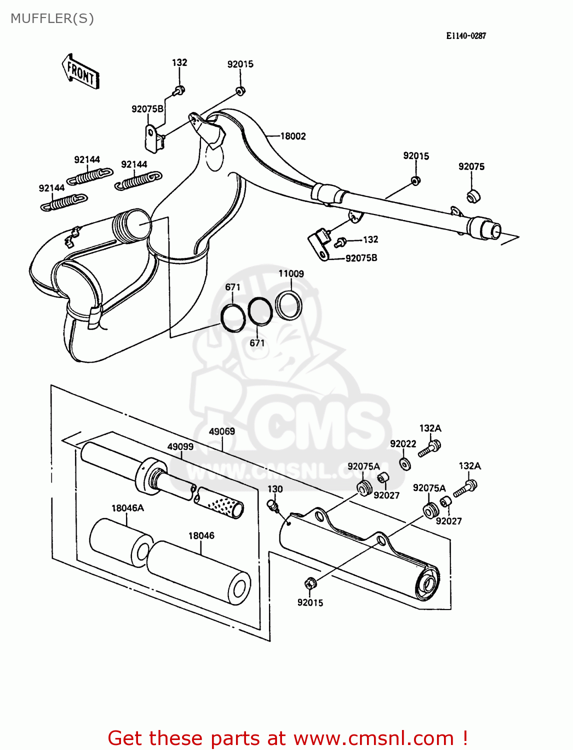 MUFFLER(S) KX500-D1 1988 EUROPE UK AL
