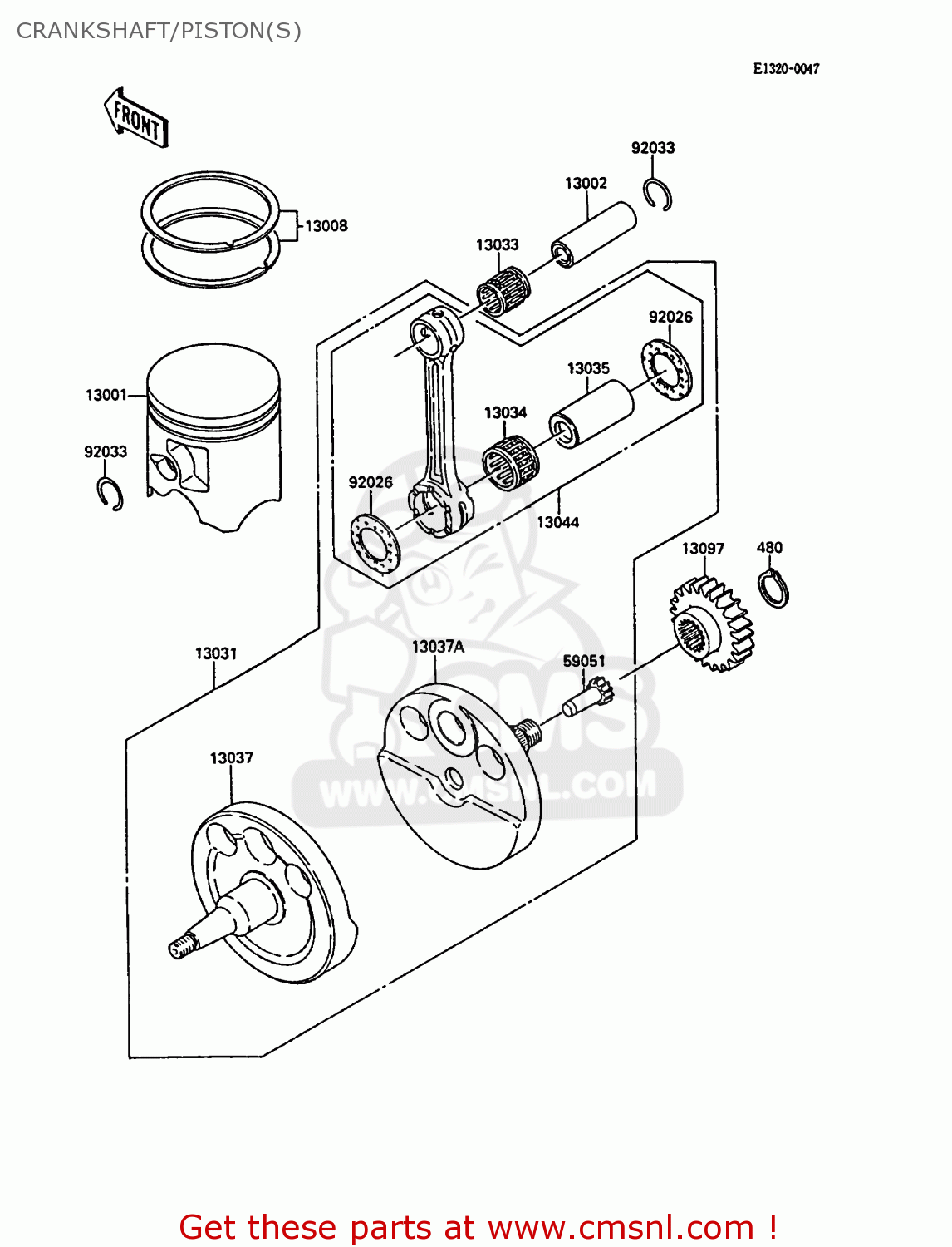 CRANKSHAFT/PISTON(S) KX500-D1 1988 EUROPE UK AL