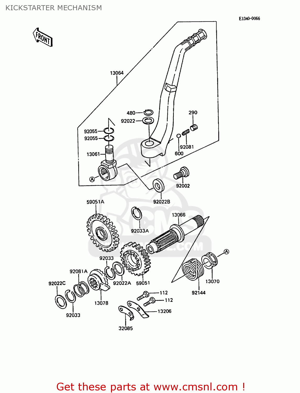 KICKSTARTER MECHANISM KX500-D1 1988 EUROPE UK AL