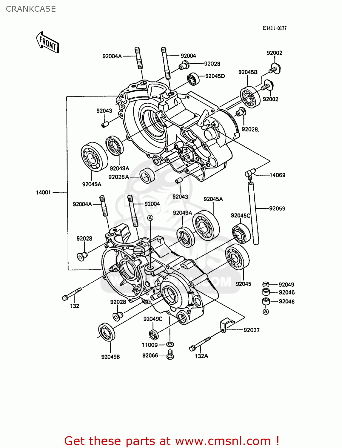 CRANKCASE KX500-D1 1988 EUROPE UK AL