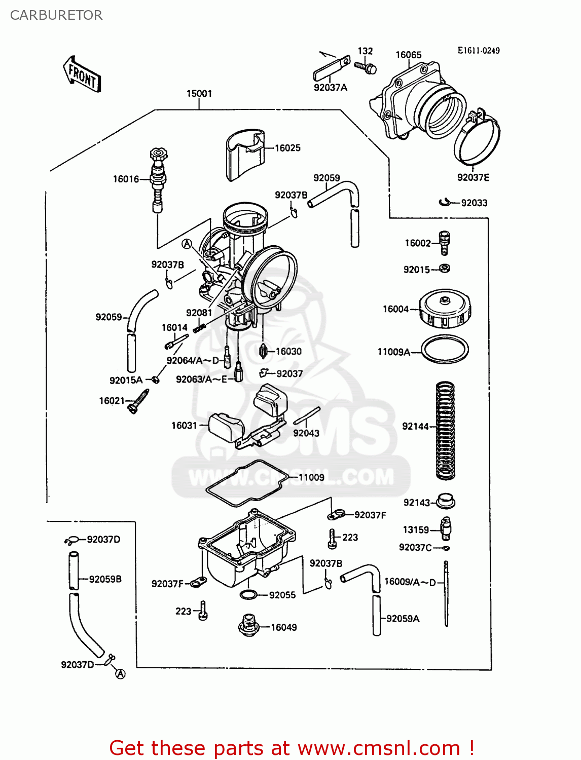 CARBURETOR KX500-D1 1988 EUROPE UK AL