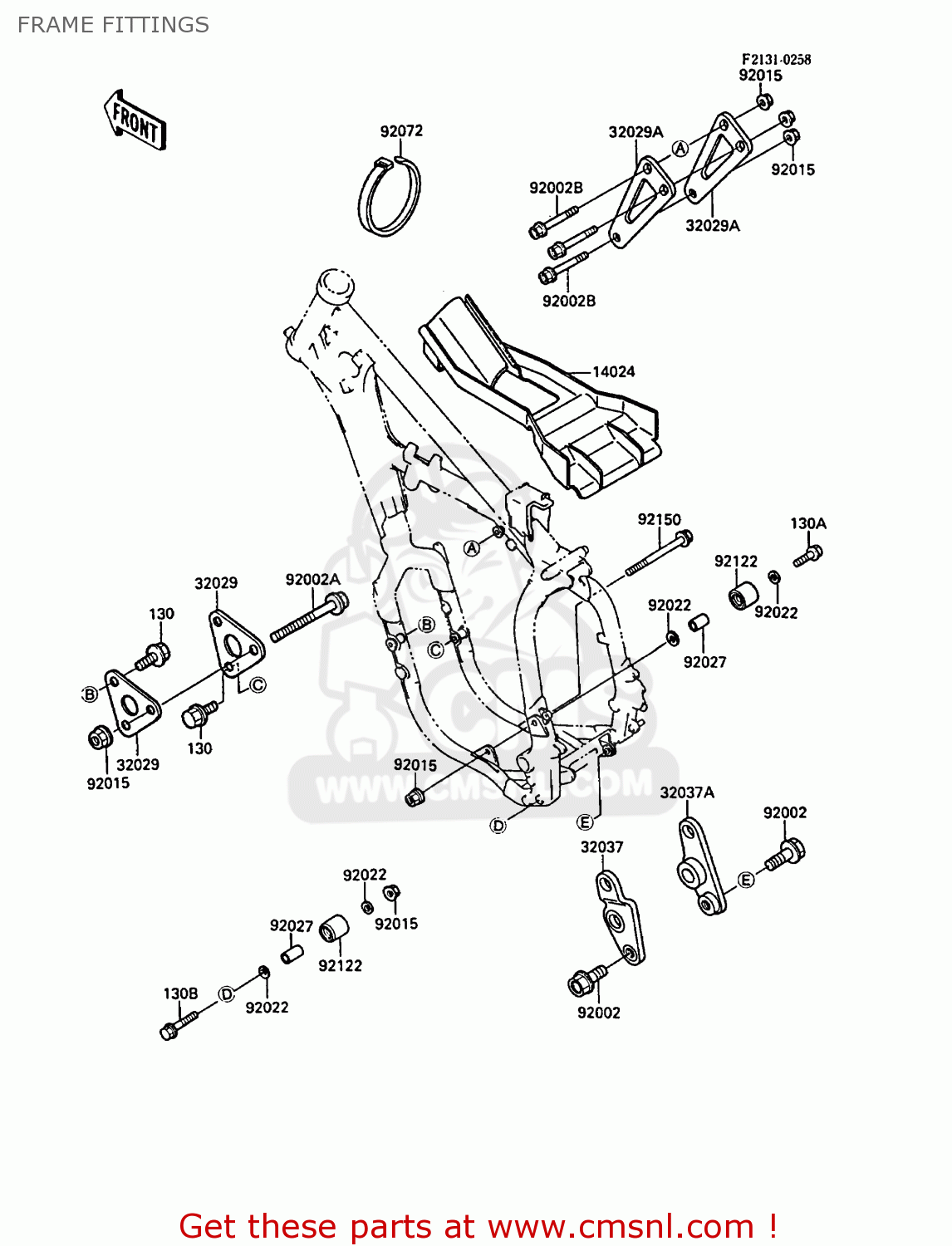 FRAME FITTINGS KX500-D1 1988 EUROPE UK AL