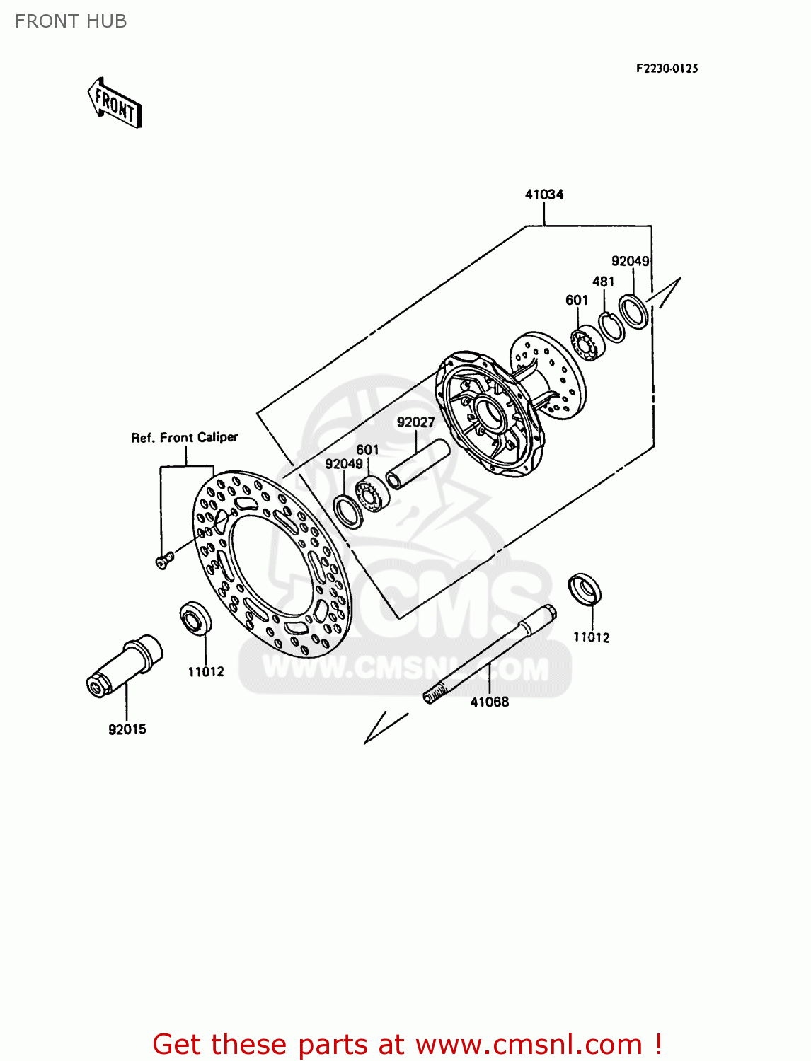 FRONT HUB KX500-D1 1988 EUROPE UK AL