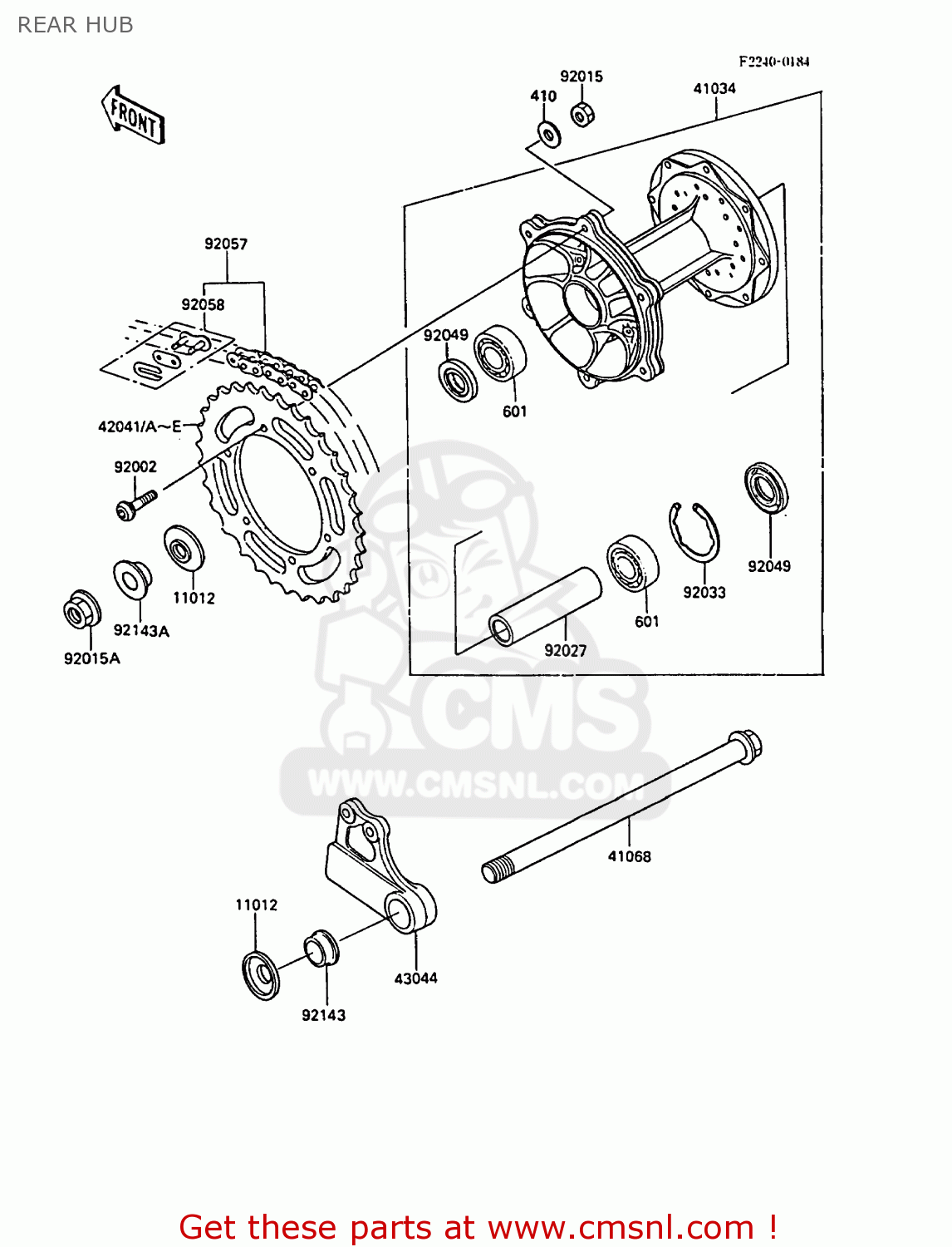 REAR HUB KX500-D1 1988 EUROPE UK AL
