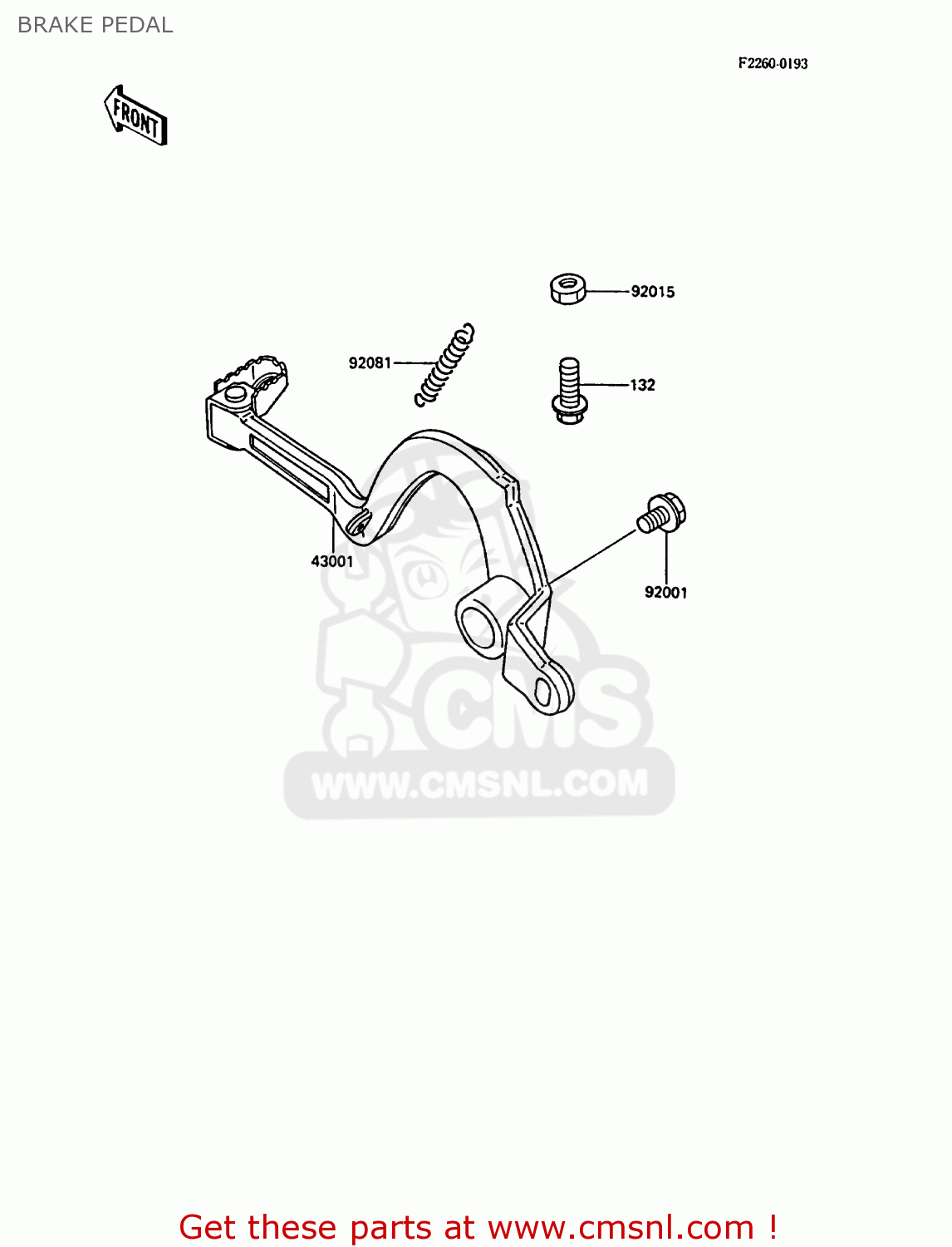 BRAKE PEDAL KX500-D1 1988 EUROPE UK AL