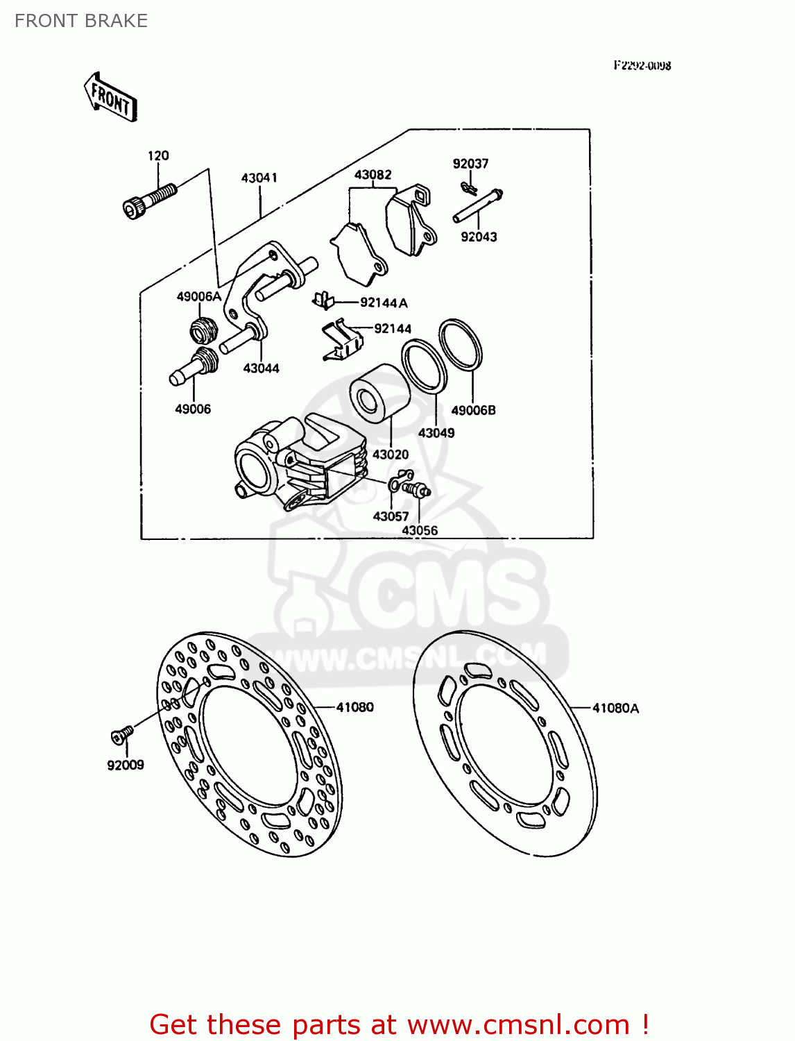 FRONT BRAKE KX500-D1 1988 EUROPE UK AL