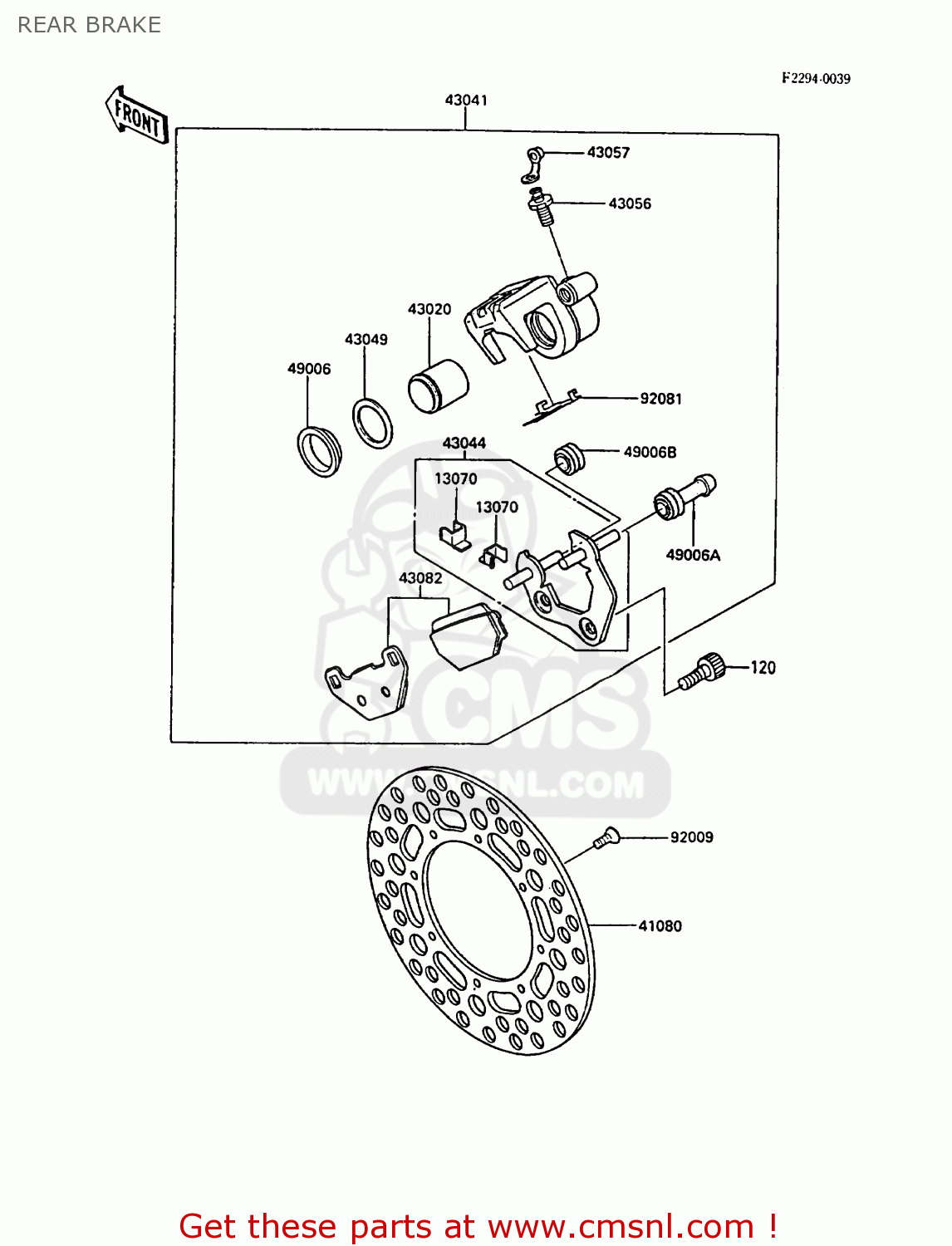 REAR BRAKE KX500-D1 1988 EUROPE UK AL