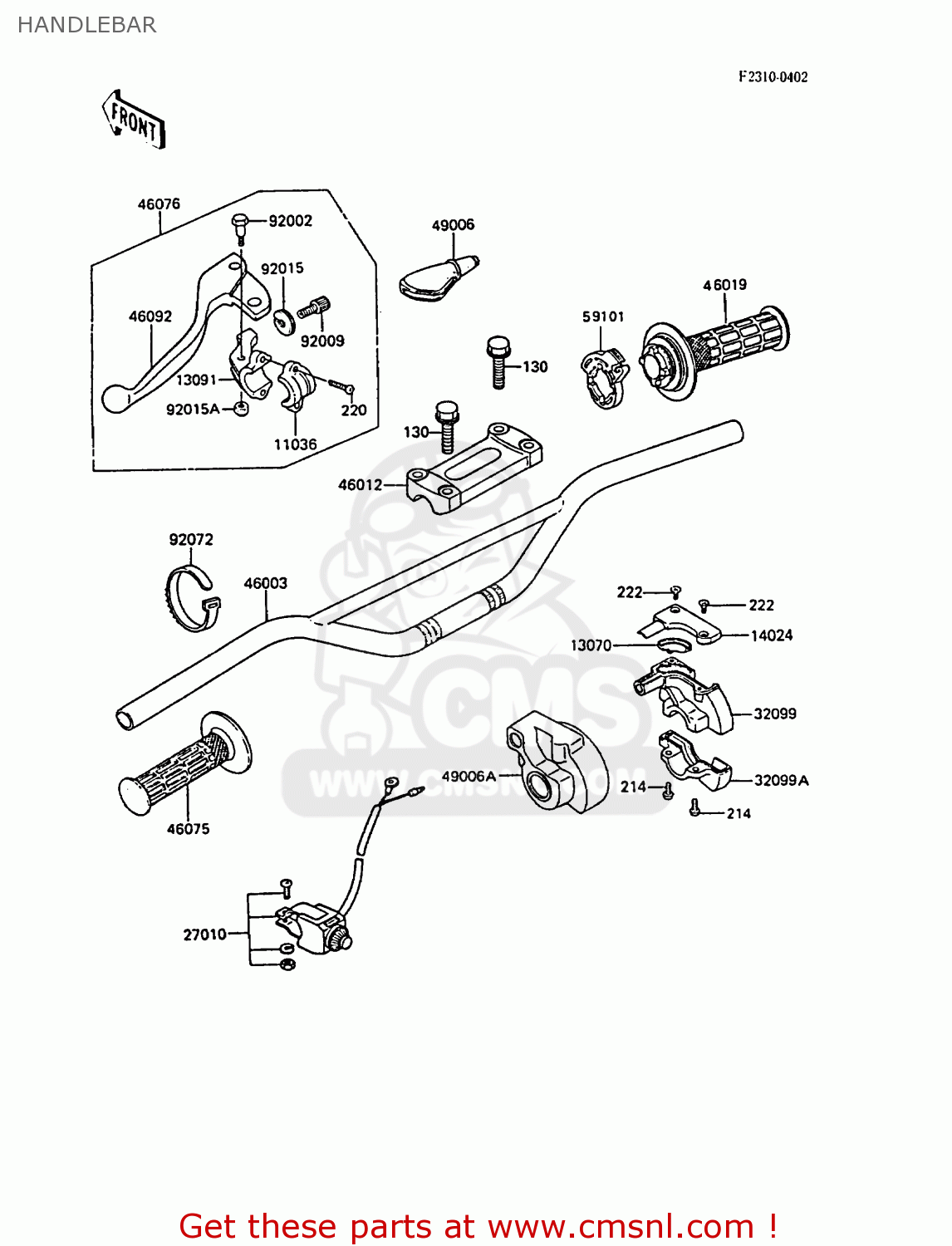 HANDLEBAR KX500-D1 1988 EUROPE UK AL