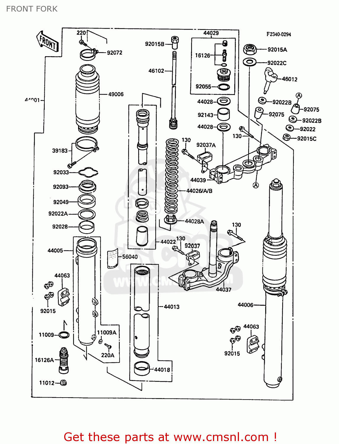 FRONT FORK KX500-D1 1988 EUROPE UK AL