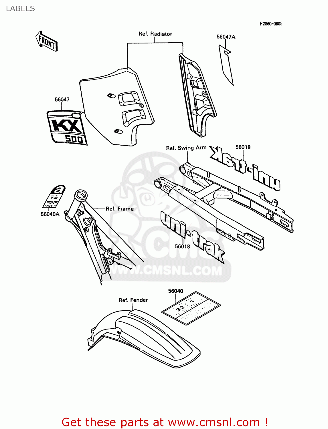 LABELS KX500-D1 1988 EUROPE UK AL