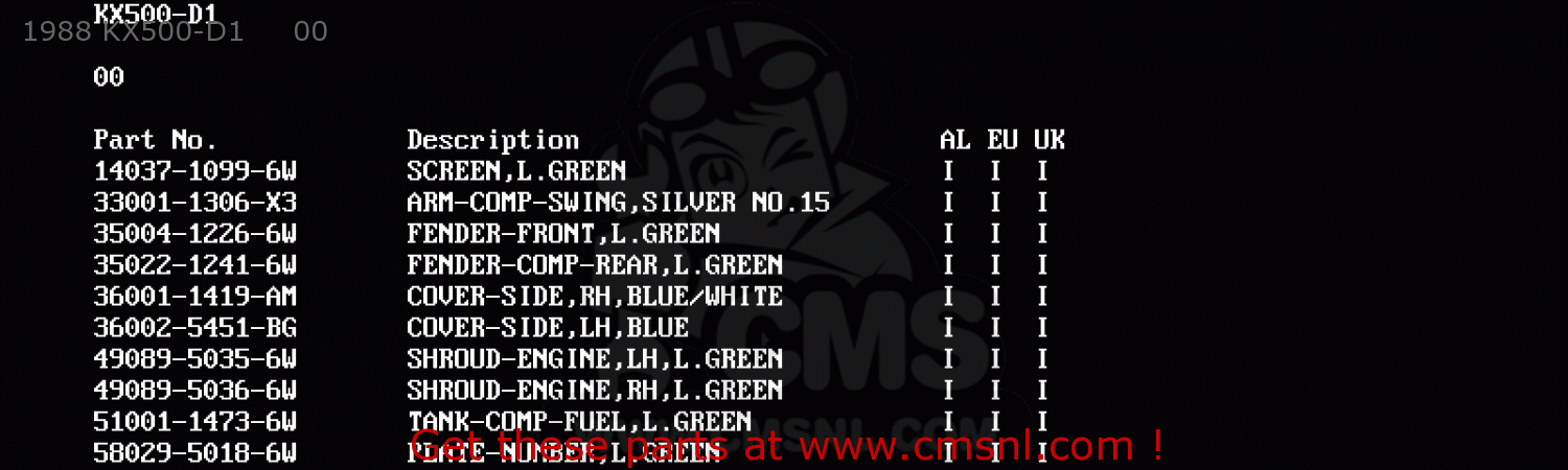 1988 KX500-D1     00 KX500-D1 1988 EUROPE UK AL